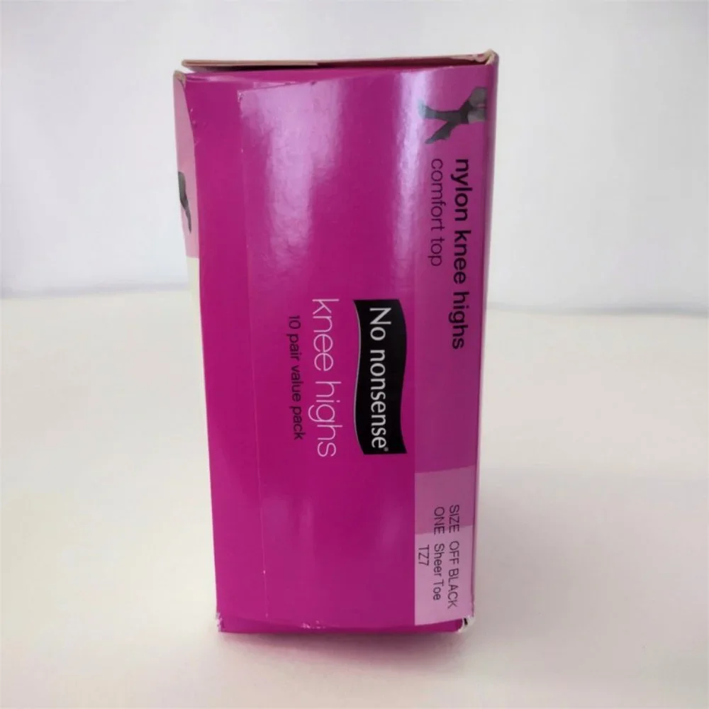 No Nonsense Off Black Knee High Pantyhose 10 Pair Value Pack Size S/M